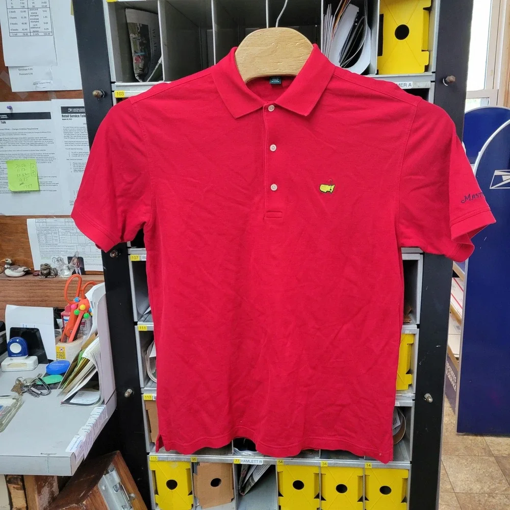 Masters Collection Mens Red Pima Cotton Polo Shirt Mercerized Golf Top Size M